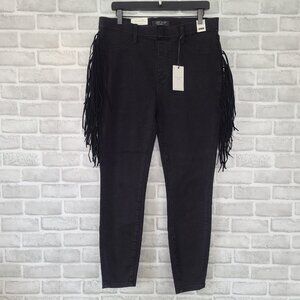 Judy Blue Fringe Black Denim Jeans High Rise Skinny NEW 15 / 32 Western Festival